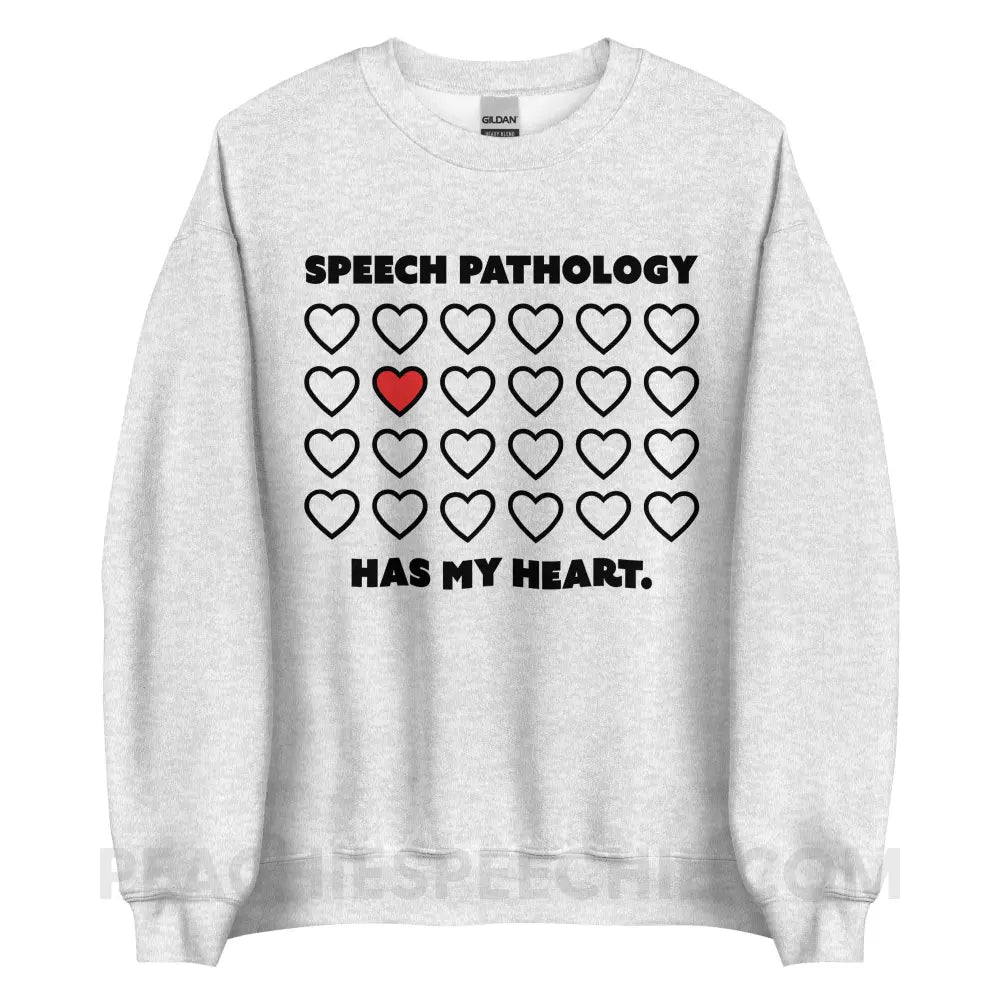 Speech Pathology Has My Heart Classic Sweatshirt - Ash / S - peachiespeechie.com