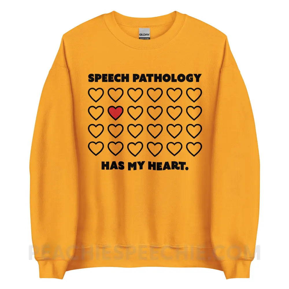 Speech Pathology Has My Heart Classic Sweatshirt - Gold / S - peachiespeechie.com