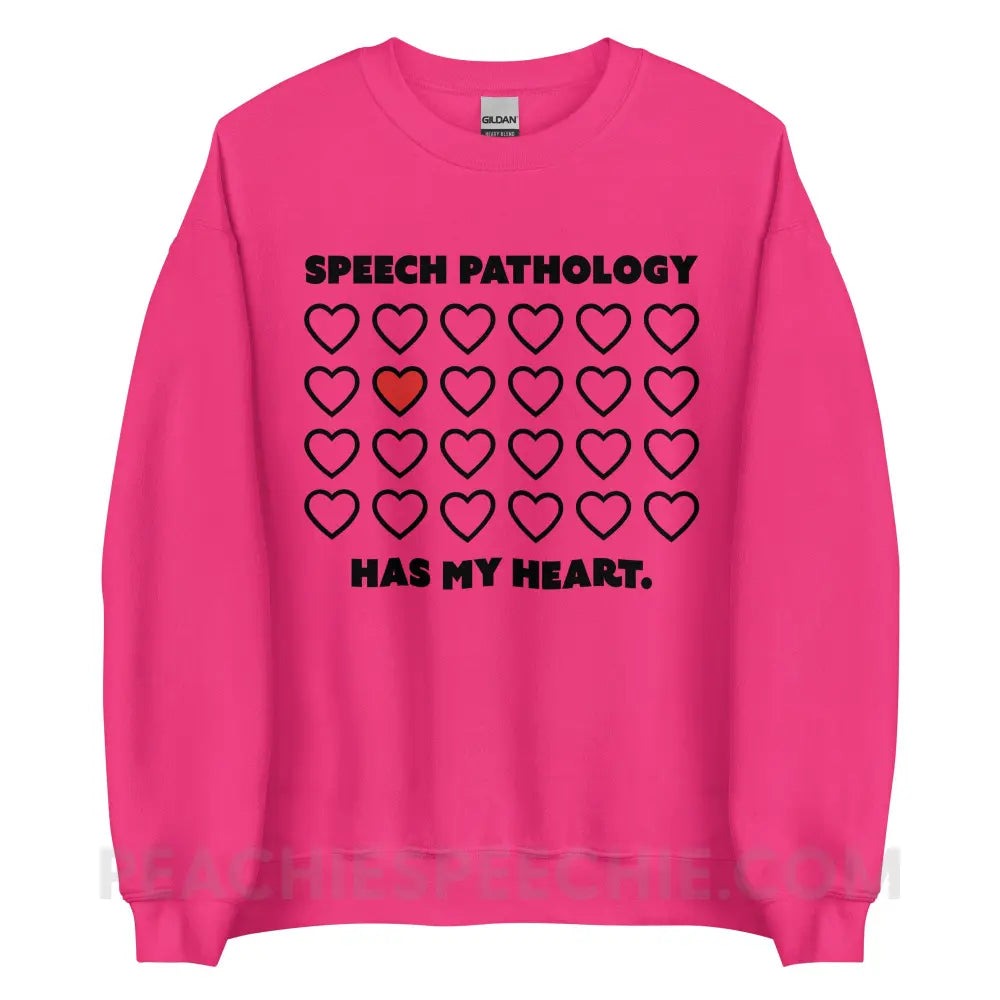 Speech Pathology Has My Heart Classic Sweatshirt - Heliconia / S - peachiespeechie.com