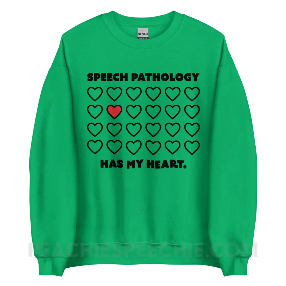 Speech Pathology Has My Heart Classic Sweatshirt - Irish Green / S - peachiespeechie.com