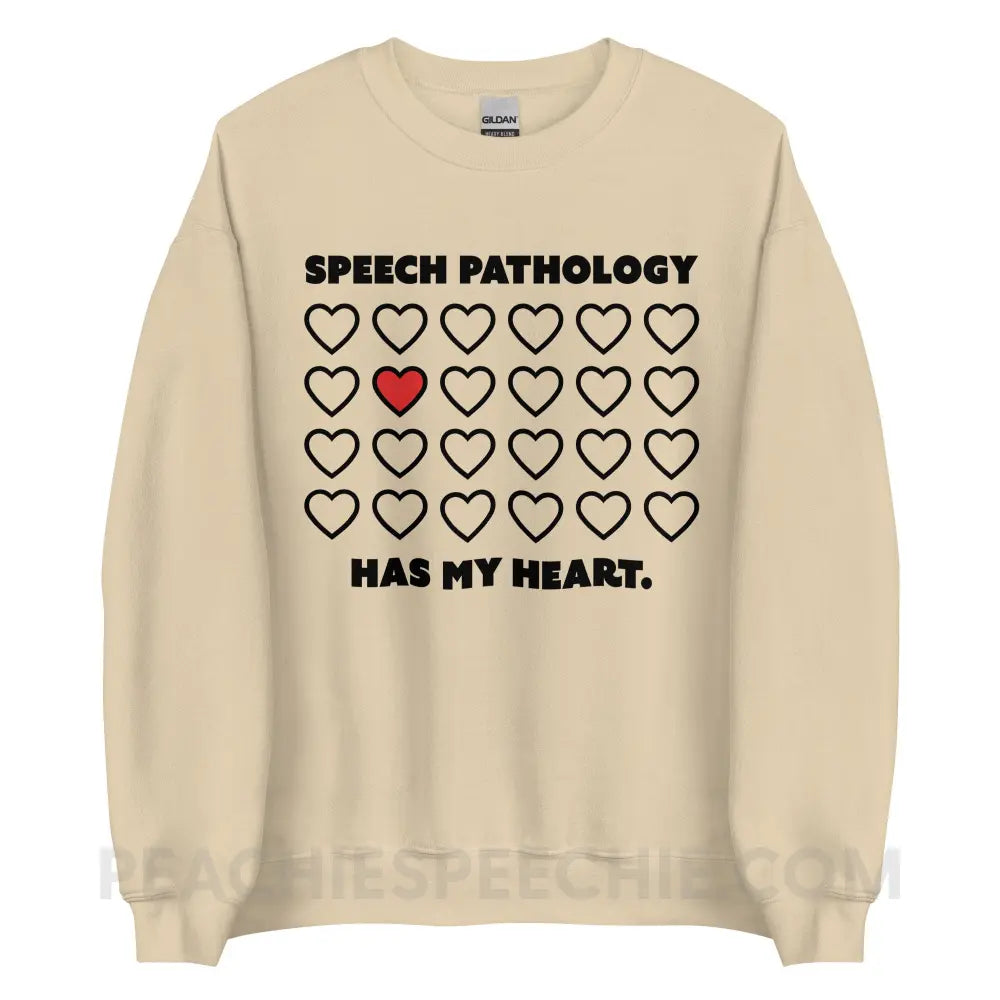 Speech Pathology Has My Heart Classic Sweatshirt - Sand / S - peachiespeechie.com