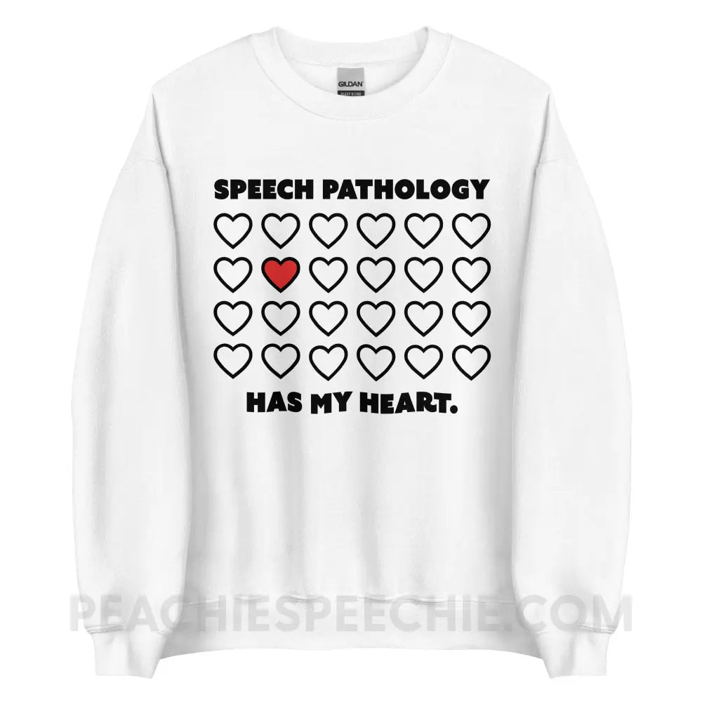 Speech Pathology Has My Heart Classic Sweatshirt - White / S - peachiespeechie.com