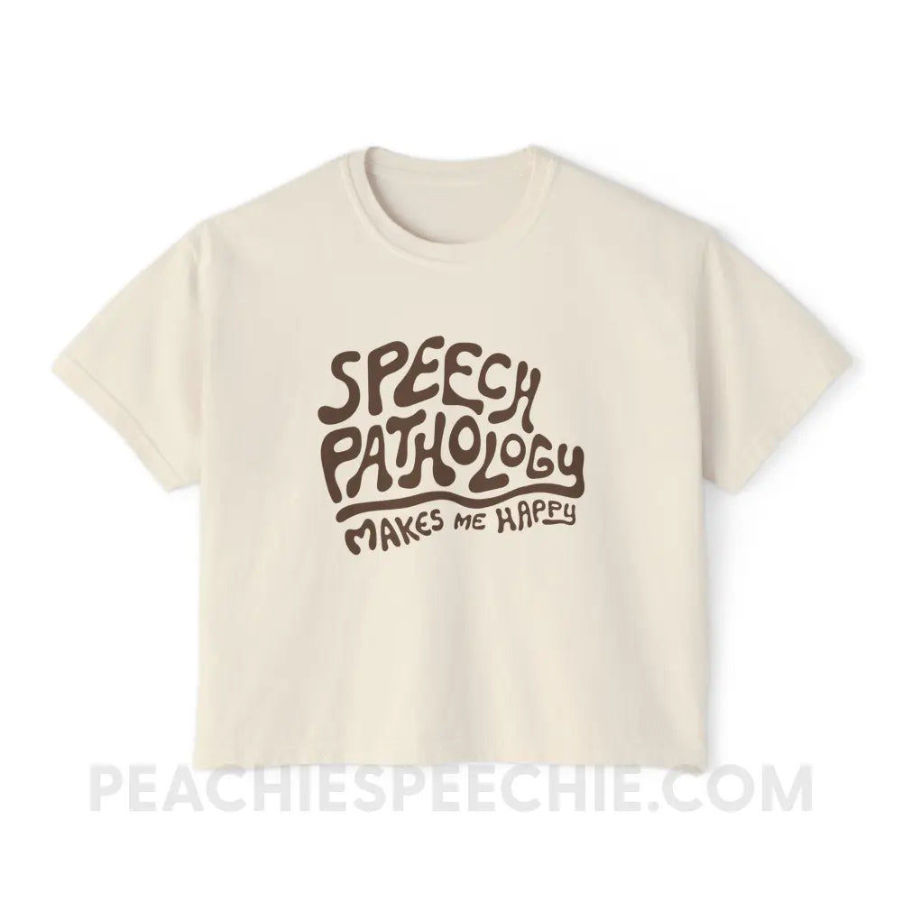 Speech Pathology Makes Me Happy Comfort Colors Boxy Tee - T-Shirt peachiespeechie.com