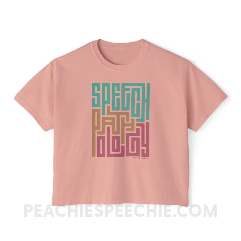 Speech Pathology Maze Comfort Colors Boxy Tee - Peachy / S - T-Shirt peachiespeechie.com