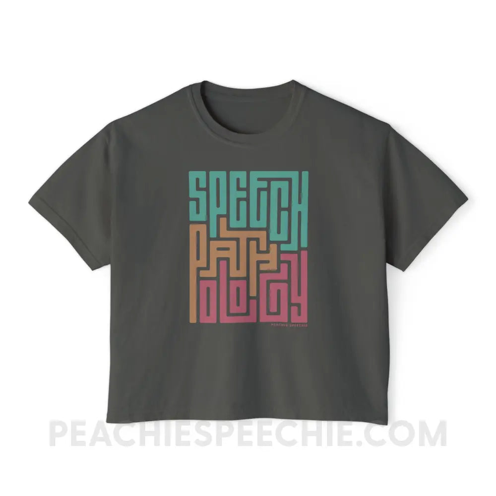 Speech Pathology Maze Comfort Colors Boxy Tee - Pepper / S - T-Shirt peachiespeechie.com