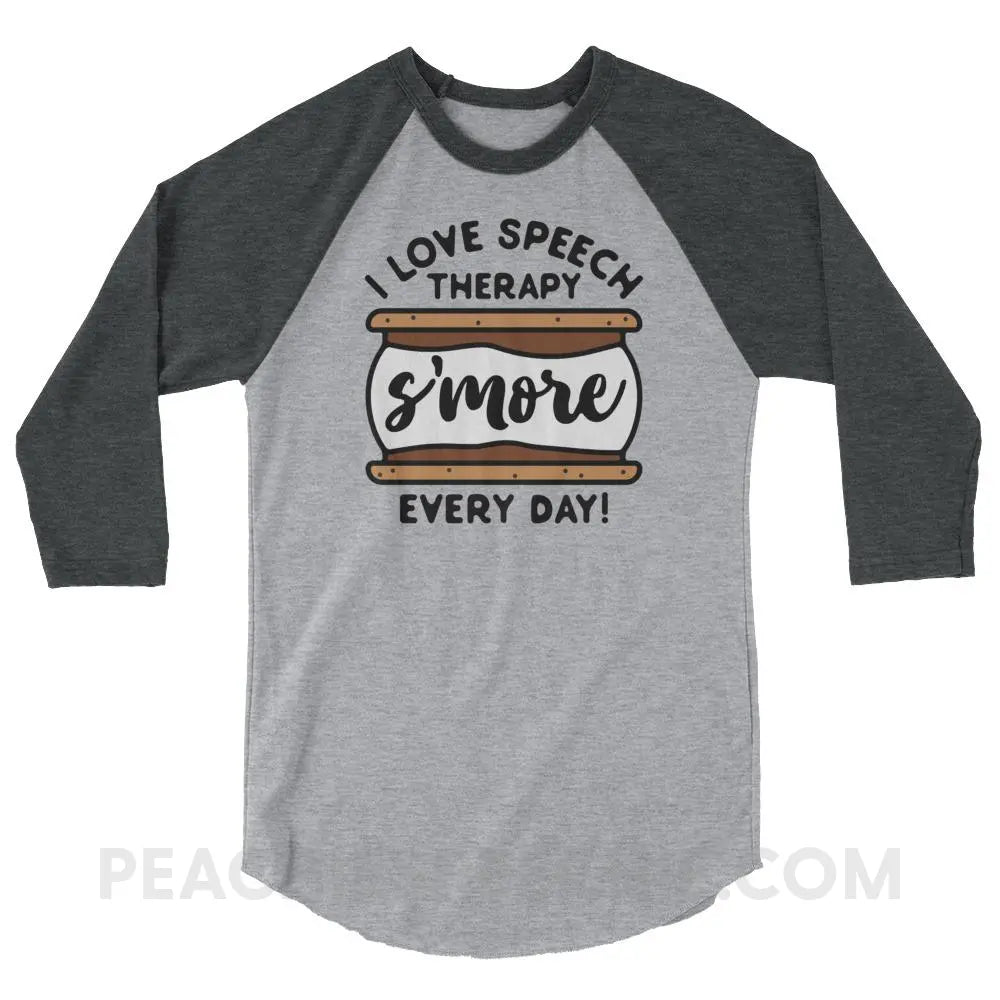 Speech S’more Baseball Tee - Heather Grey/Heather Charcoal / XS T-Shirts & Tops peachiespeechie.com