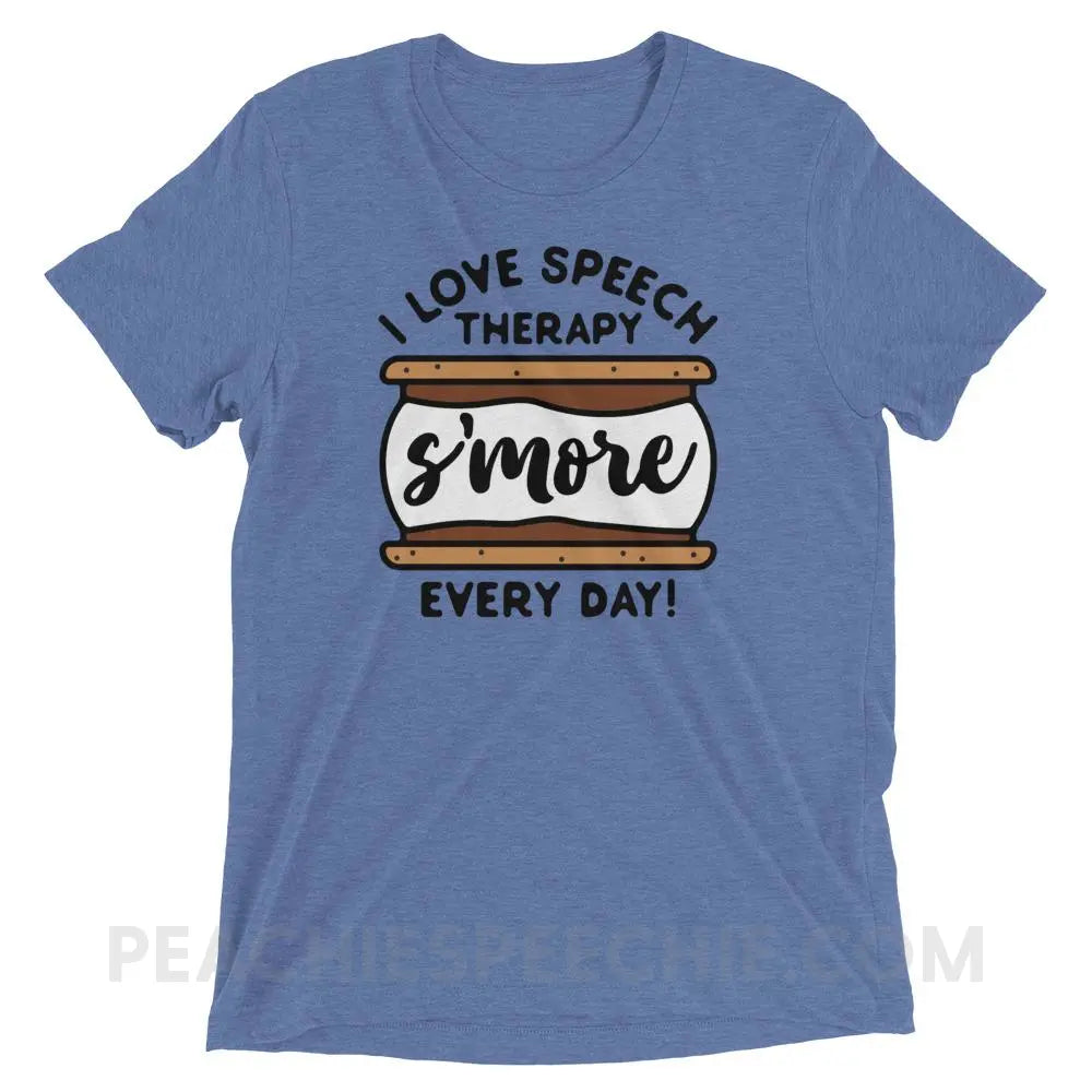 Speech S’more Tri-Blend Tee - Blue Triblend / XS - T-Shirts & Tops peachiespeechie.com