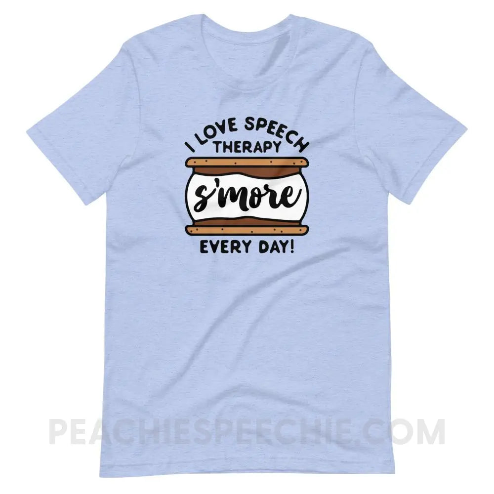 Speech S’more Premium Soft Tee - Heather Blue / S - T-Shirts & Tops peachiespeechie.com