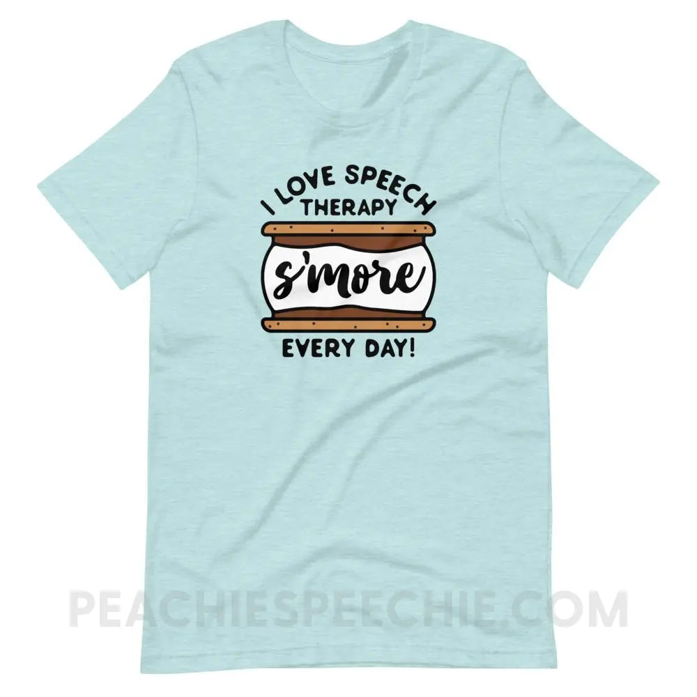 Speech S’more Premium Soft Tee - Heather Prism Ice Blue / XS - T-Shirts & Tops peachiespeechie.com
