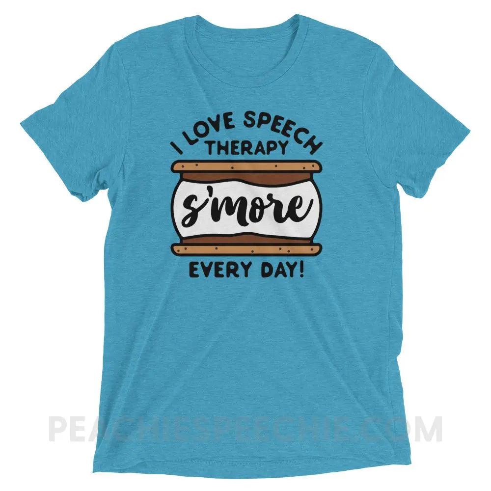 Speech S’more Tri-Blend Tee - Aqua Triblend / XS - T-Shirts & Tops peachiespeechie.com