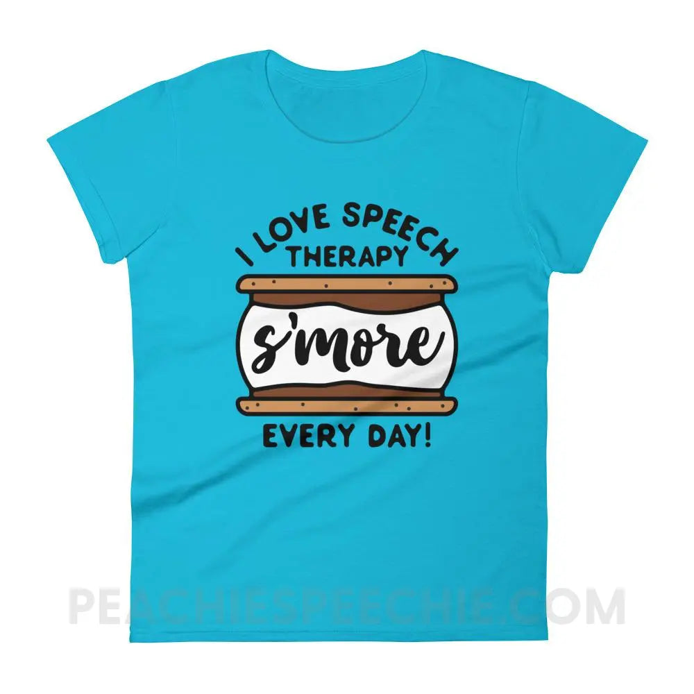 Speech S’more Women’s Trendy Tee - Caribbean Blue / S - T-Shirts & Tops peachiespeechie.com