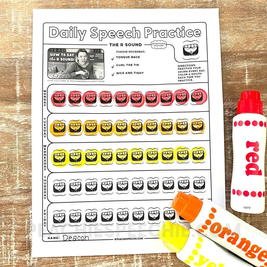 Speech Sound Video Worksheets - Materials peachiespeechie.com