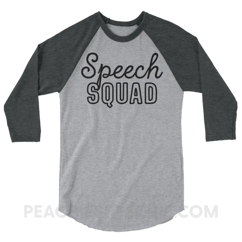 Speech Squad Baseball Tee - Heather Grey/Heather Charcoal / XS - T-Shirts & Tops peachiespeechie.com