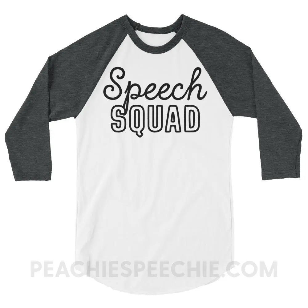 Speech Squad Baseball Tee - White/Heather Charcoal / XS T-Shirts & Tops peachiespeechie.com