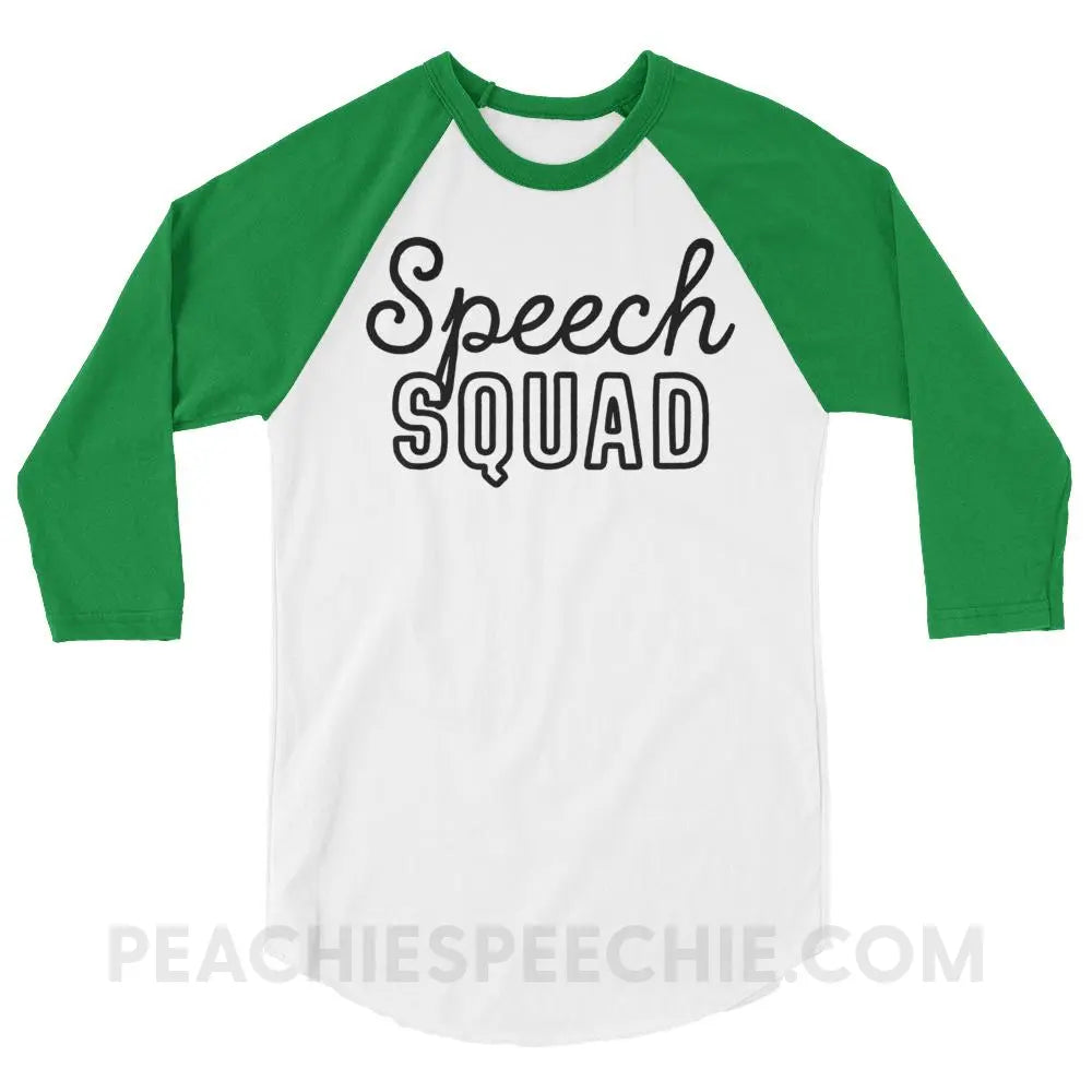 Speech Squad Baseball Tee - White/Kelly / XS - T-Shirts & Tops peachiespeechie.com
