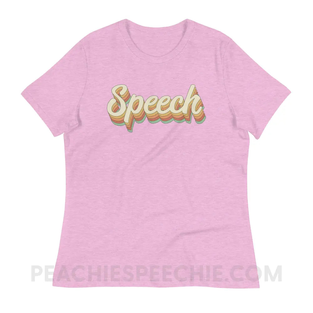 Speech Stack Women’s Relaxed Tee - Heather Prism Lilac / S peachiespeechie.com