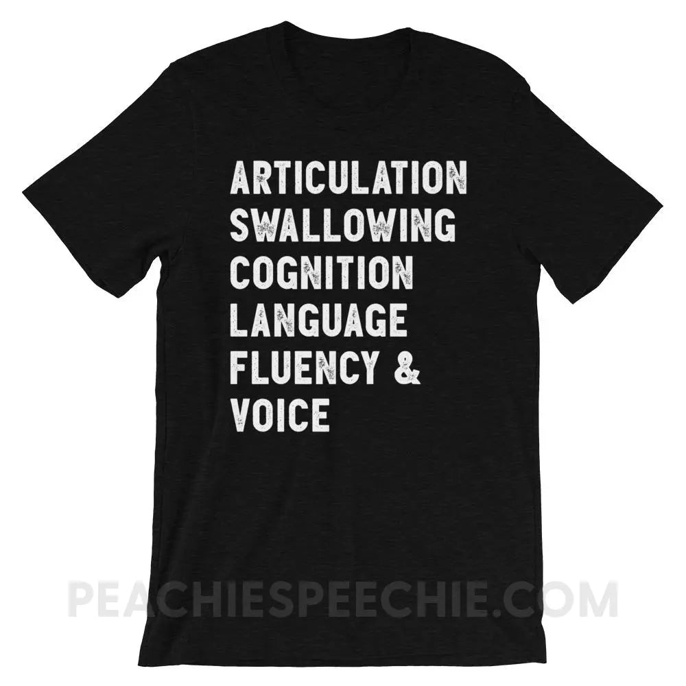Speech Stuff Premium Soft Tee - Black Heather / XS - T-Shirts & Tops peachiespeechie.com