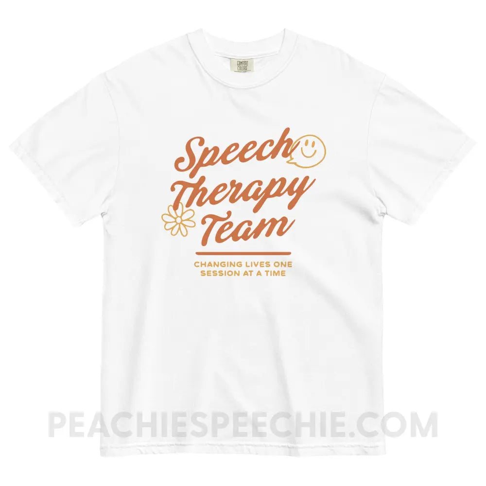 Speech Team Changing Lives Comfort Colors Tee - White / S - peachiespeechie.com