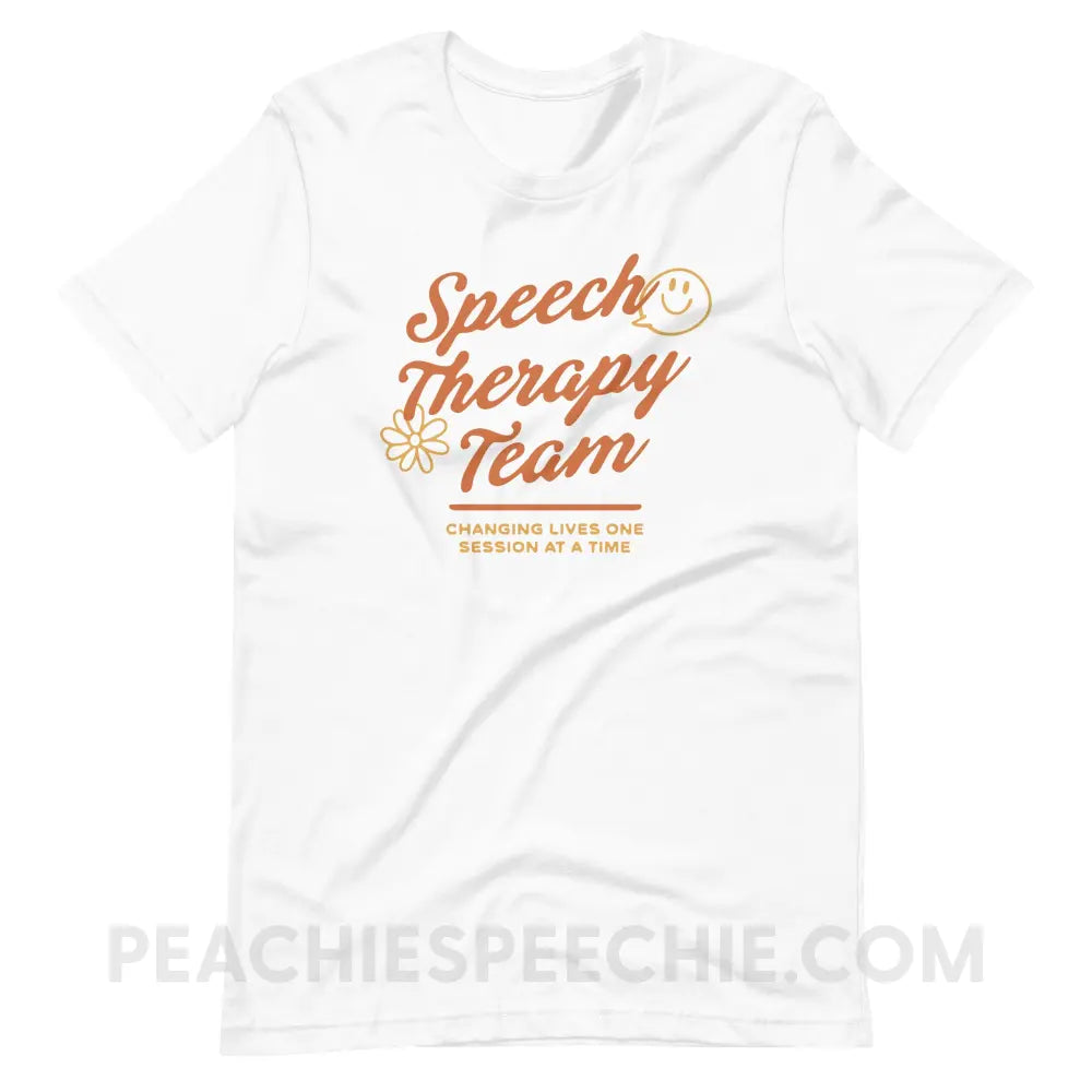 Speech Team Changing Lives Premium Soft Tee - White / XS - peachiespeechie.com