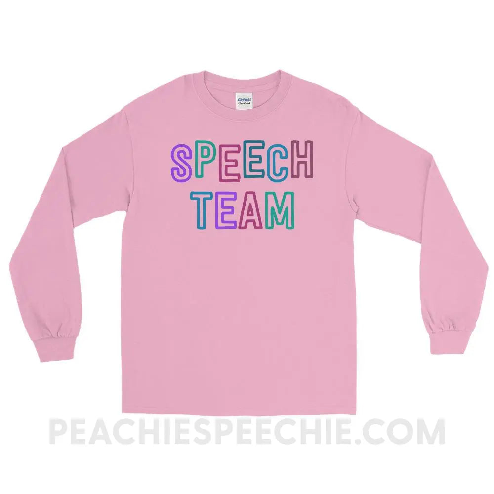 Speech Team Long Sleeve Tee - Light Pink / S - T-Shirts & Tops peachiespeechie.com