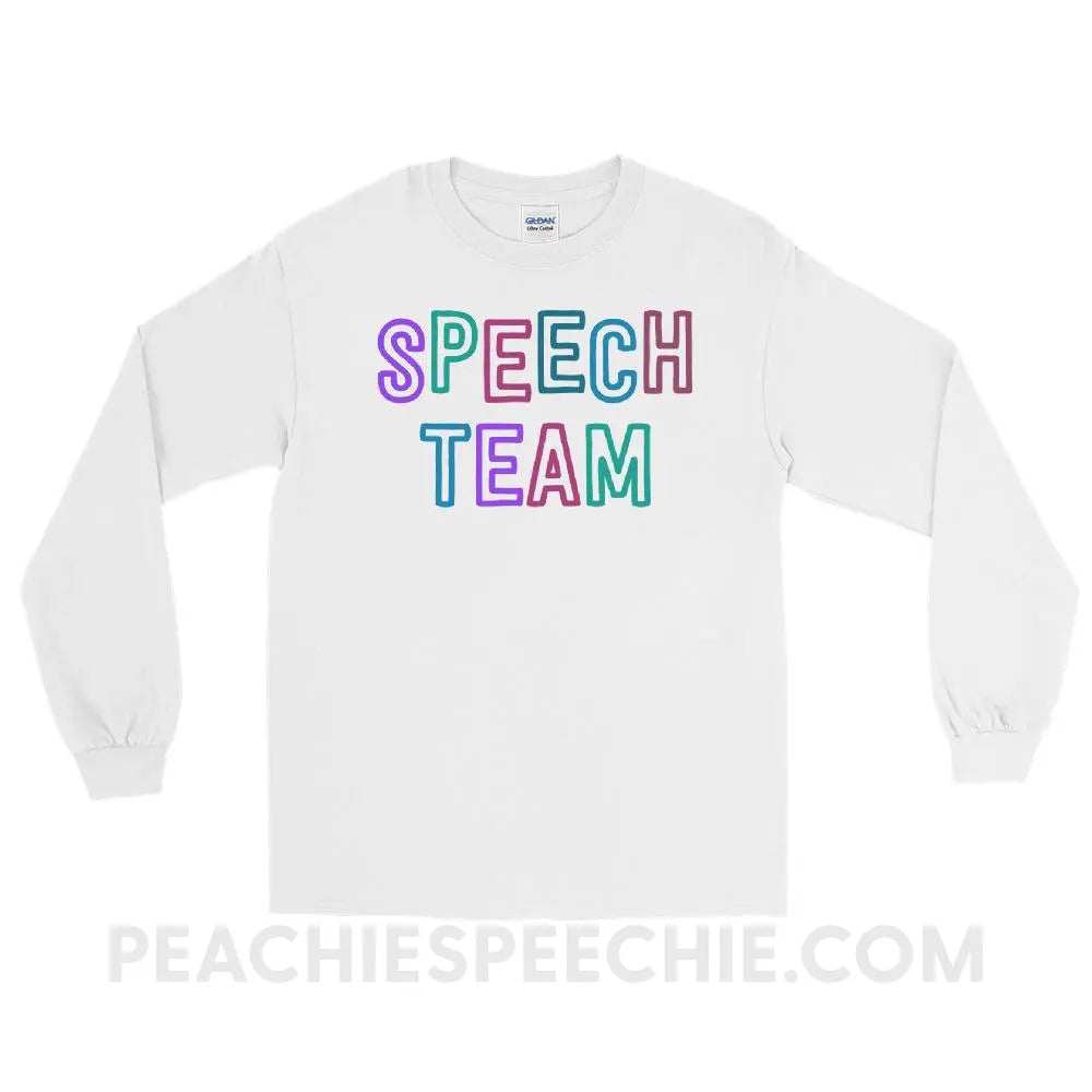 Speech Team Long Sleeve Tee - White / S - T-Shirts & Tops peachiespeechie.com