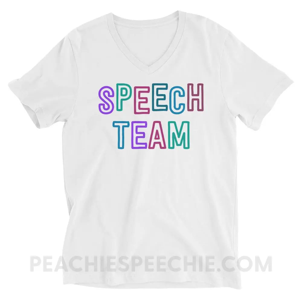Speech Team Soft V-Neck - White / S - T-Shirts & Tops peachiespeechie.com