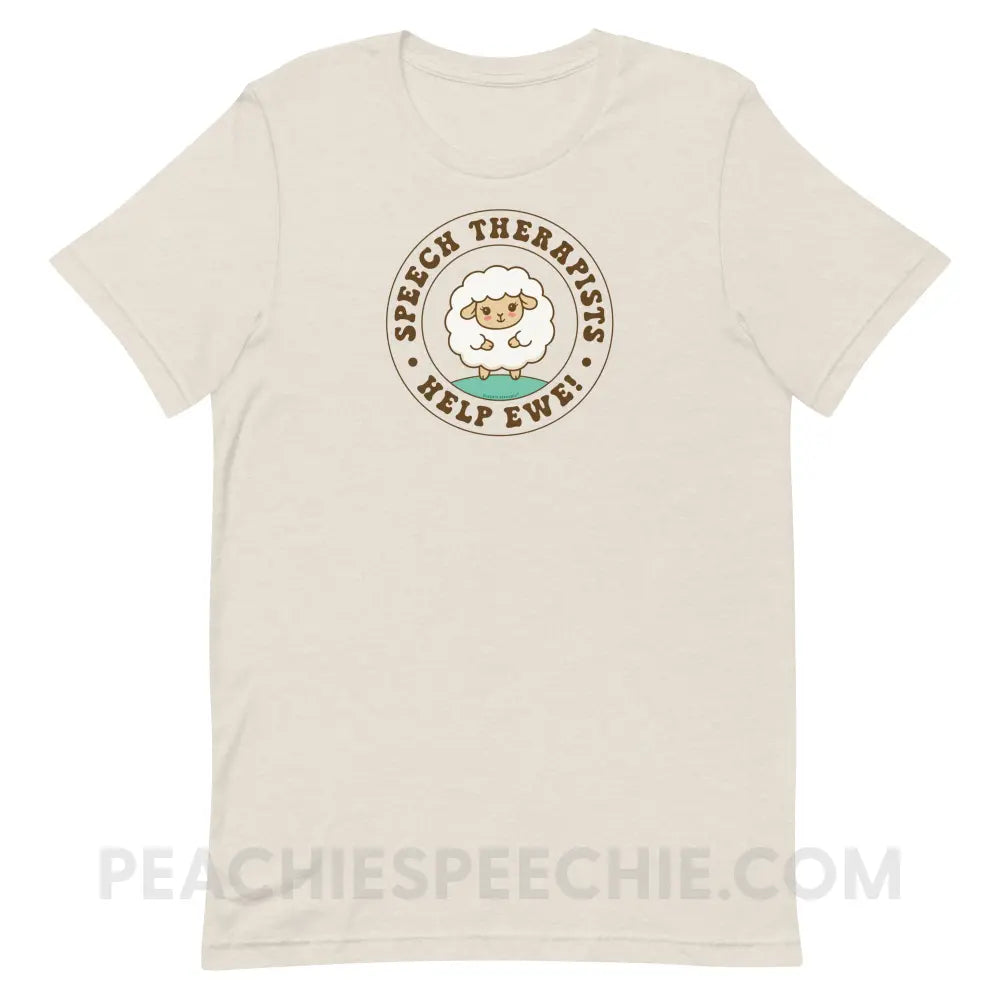 Speech Therapists Help Ewe Premium Soft Tee - Heather Dust / S - peachiespeechie.com