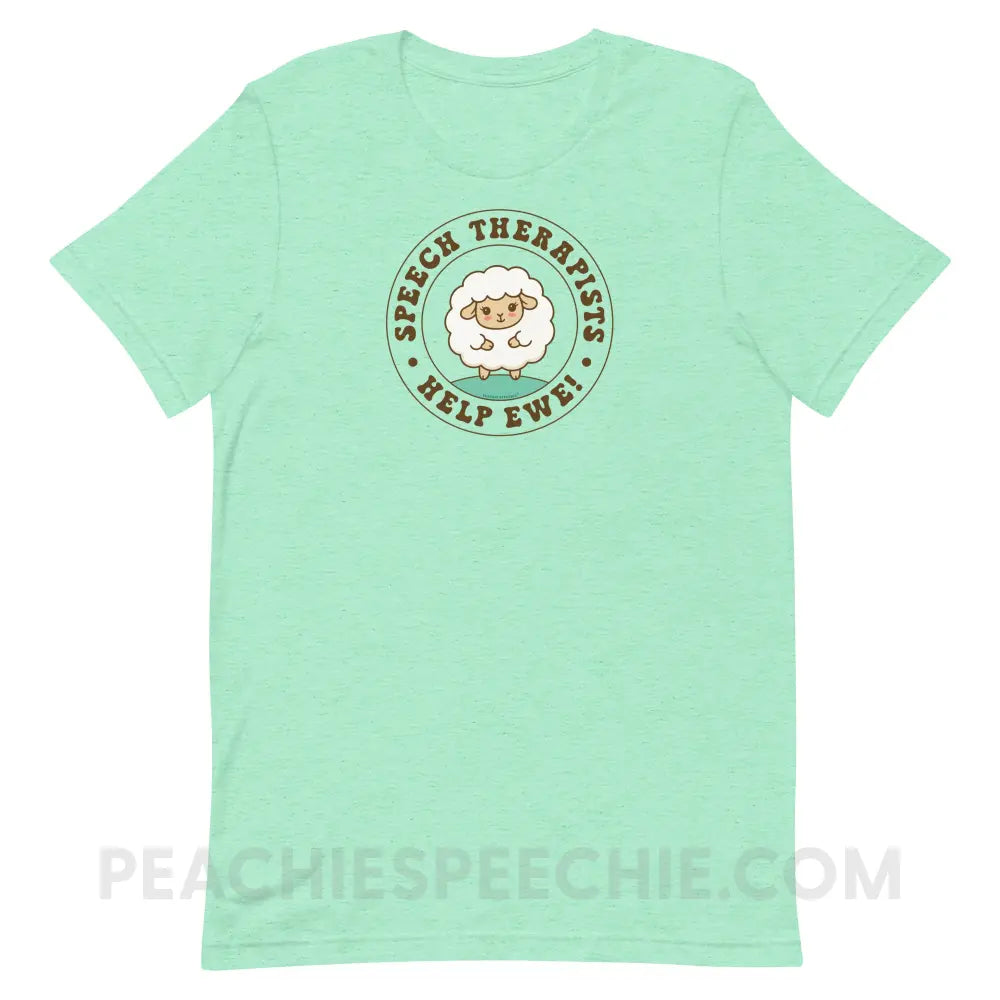 Speech Therapists Help Ewe Premium Soft Tee - Heather Mint / S - peachiespeechie.com