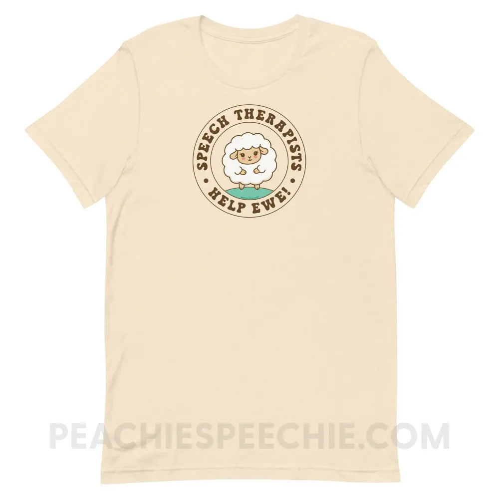 Speech Therapists Help Ewe Premium Soft Tee - Heather Natural / XS - peachiespeechie.com