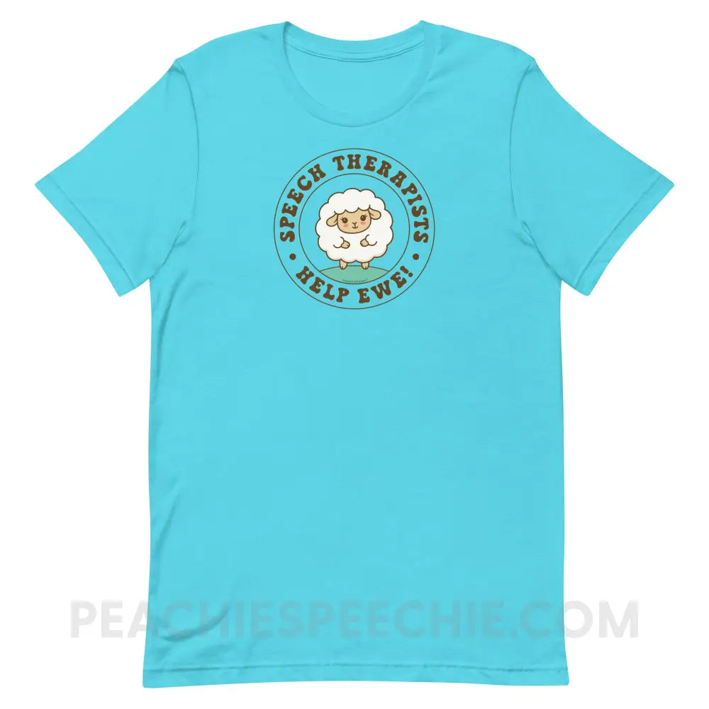 Speech Therapists Help Ewe Premium Soft Tee - Turquoise / XS - peachiespeechie.com