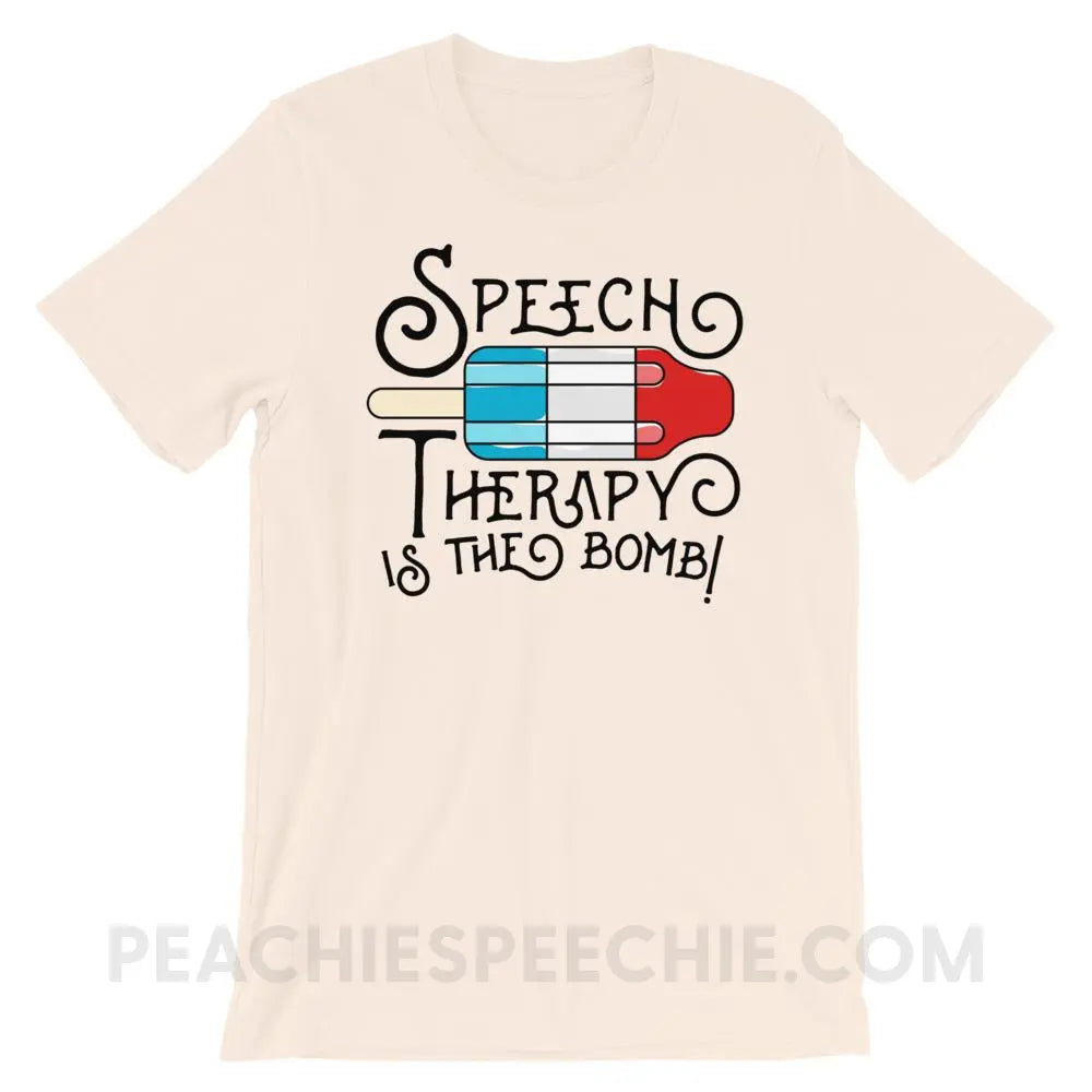 Speech Therapy Is The Bomb Premium Soft Tee - Cream / S - T-Shirts & Tops peachiespeechie.com