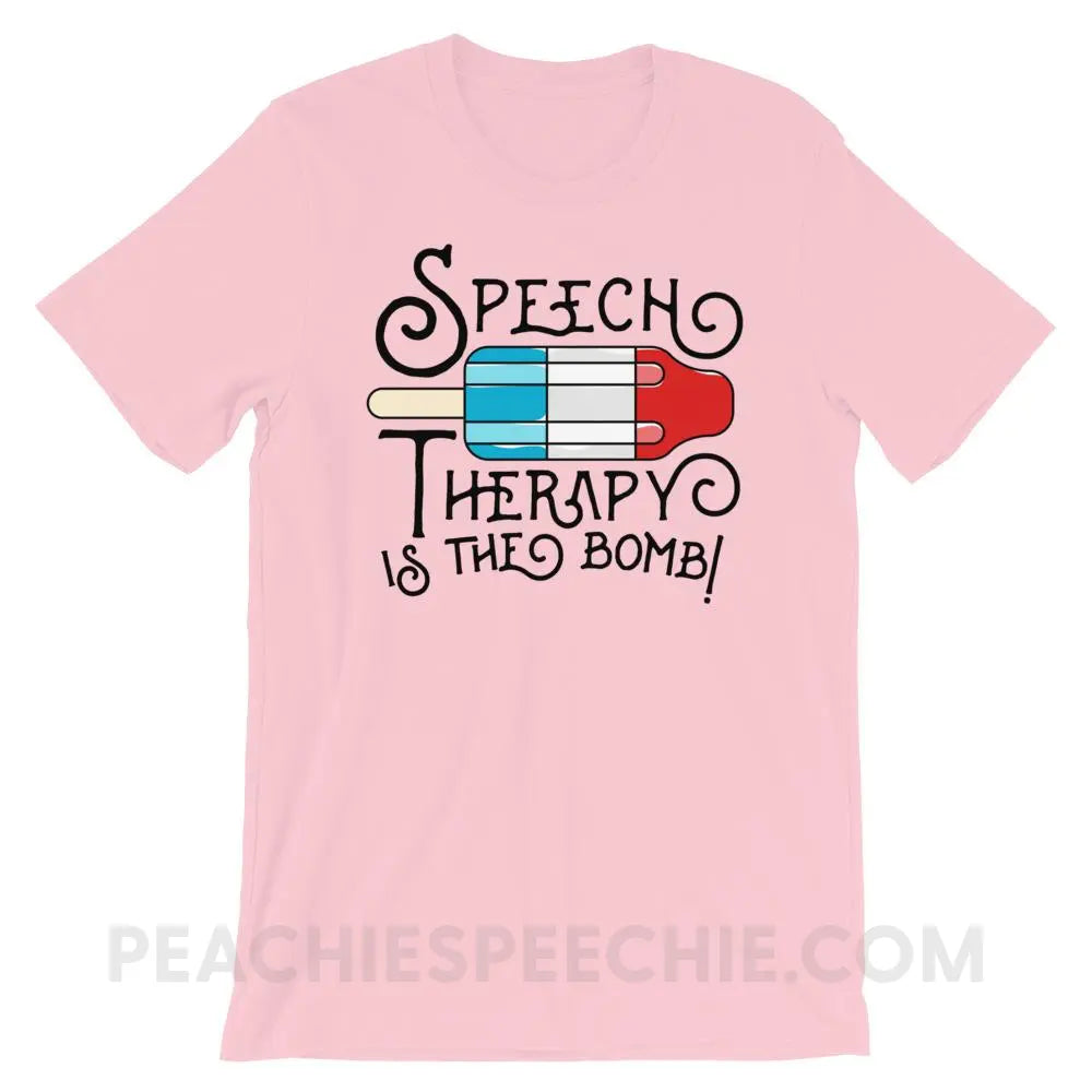 Speech Therapy Is The Bomb Premium Soft Tee - Pink / S - T-Shirts & Tops peachiespeechie.com