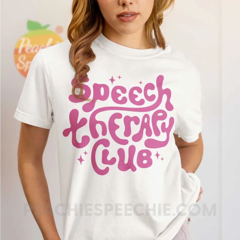 Speech Therapy Club Comfort Colors Tee - White / S - peachiespeechie.com