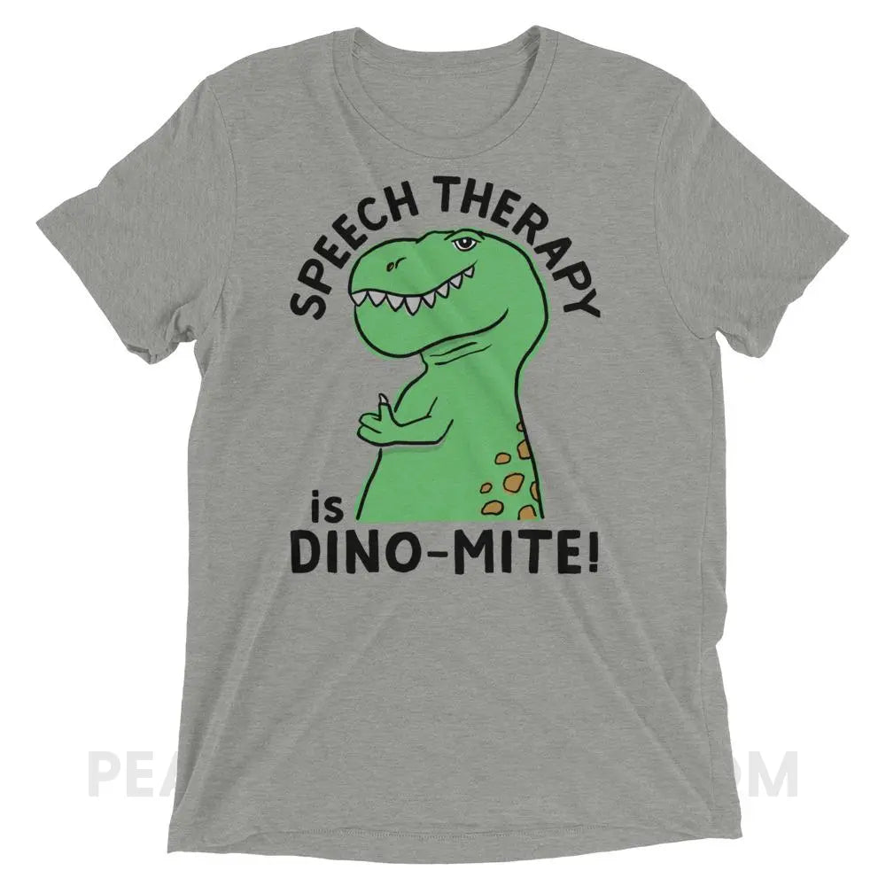 Speech Therapy is Dino-Mite Tri-Blend Tee - Athletic Grey Triblend / XS - T-Shirts & Tops peachiespeechie.com