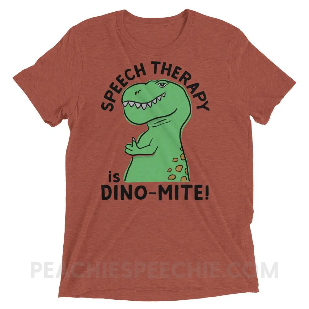 Speech Therapy is Dino-Mite Tri-Blend Tee - Clay Triblend / XS - T-Shirts & Tops peachiespeechie.com