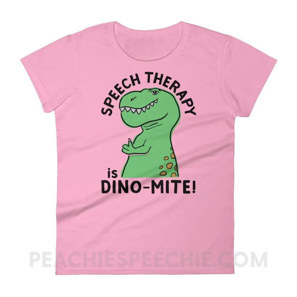 Speech Therapy is Dino - Mite Women’s Trendy Tee - CharityPink / S - T - Shirts & Tops peachiespeechie.com