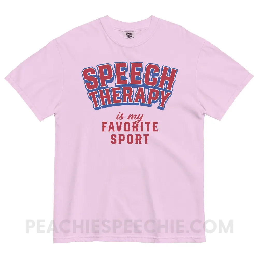 Speech Therapy Is My Favorite Sport Comfort Colors Tee - Orchid / S - peachiespeechie.com