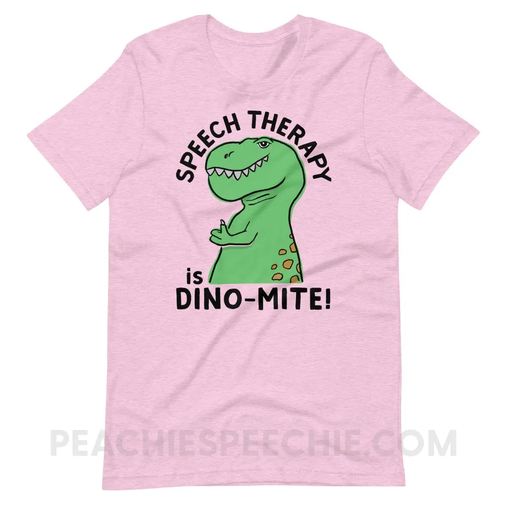Speech Therapy is Dino-Mite Premium Soft Tee - Heather Prism Lilac / XS T-Shirts & Tops peachiespeechie.com