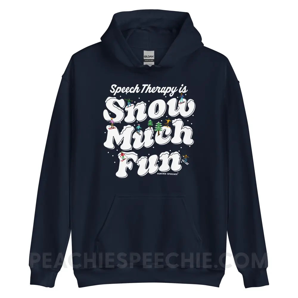 Speech Therapy is Snow Much Fun Classic Hoodie - Navy / S - peachiespeechie.com
