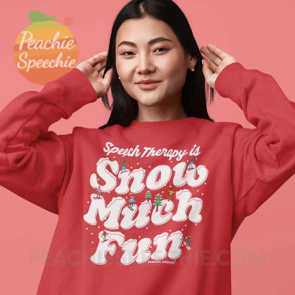 Speech Therapy is Snow Much Fun Classic Sweatshirt - Red / S - peachiespeechie.com