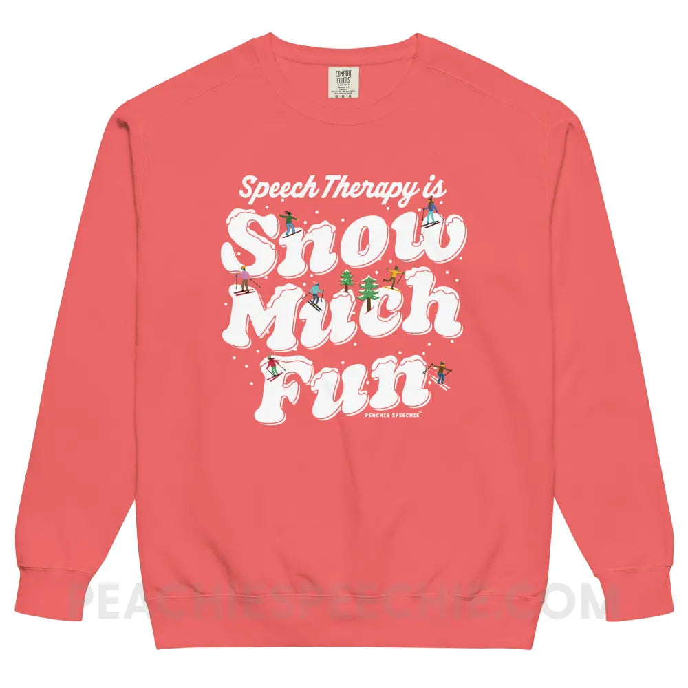 Speech Therapy is Snow Much Fun Comfort Colors Crewneck - Watermelon / S - peachiespeechie.com