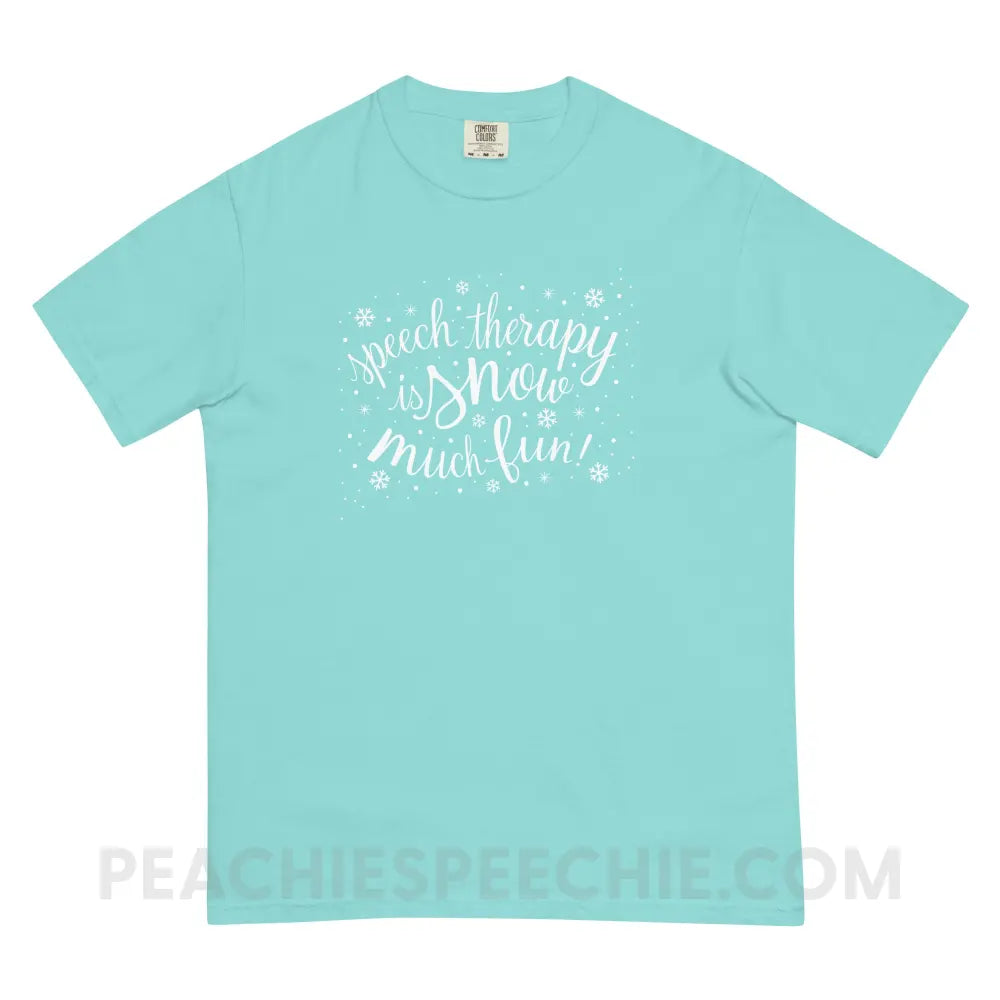 Speech Therapy is Snow Much Fun Comfort Colors Tee - Lagoon Blue / S - T-Shirt peachiespeechie.com