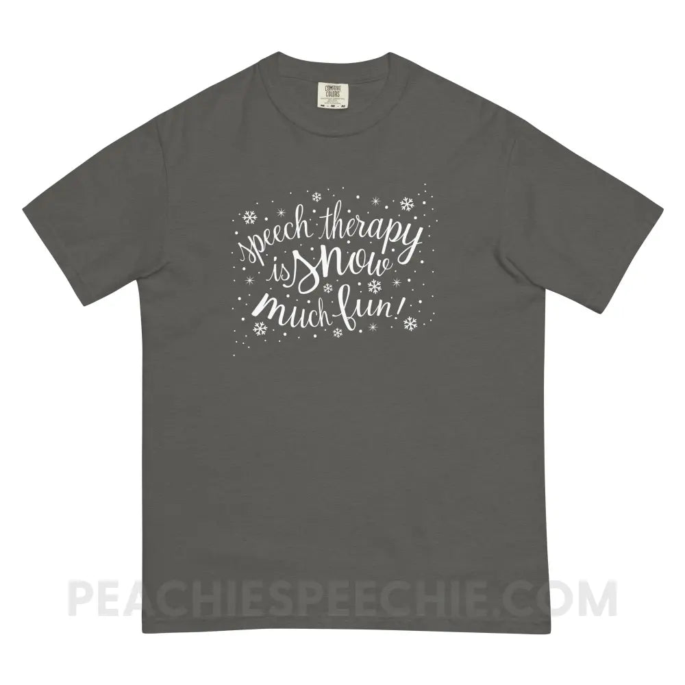 Speech Therapy is Snow Much Fun Comfort Colors Tee - Pepper / S - T-Shirt peachiespeechie.com