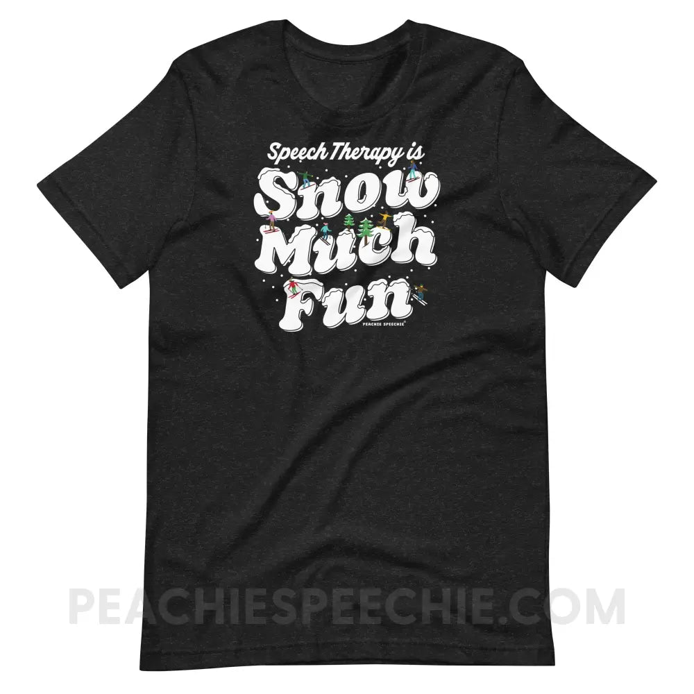 Speech Therapy is Snow Much Fun Premium Soft Tee - Black Heather / S - peachiespeechie.com