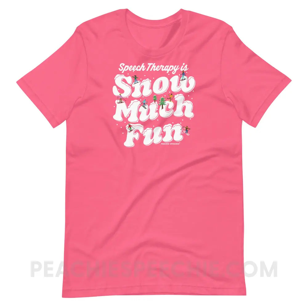 Speech Therapy is Snow Much Fun Premium Soft Tee - Charity Pink / S - peachiespeechie.com