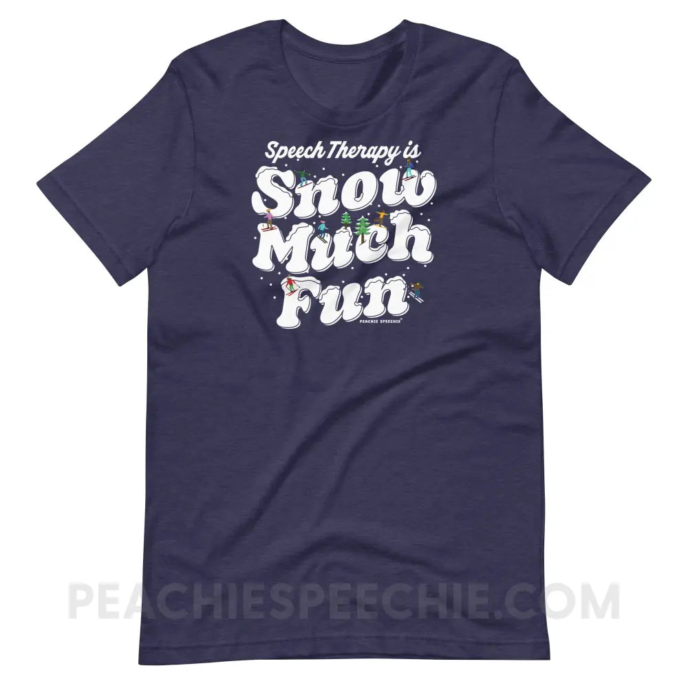 Speech Therapy is Snow Much Fun Premium Soft Tee - Heather Midnight Navy / S - peachiespeechie.com