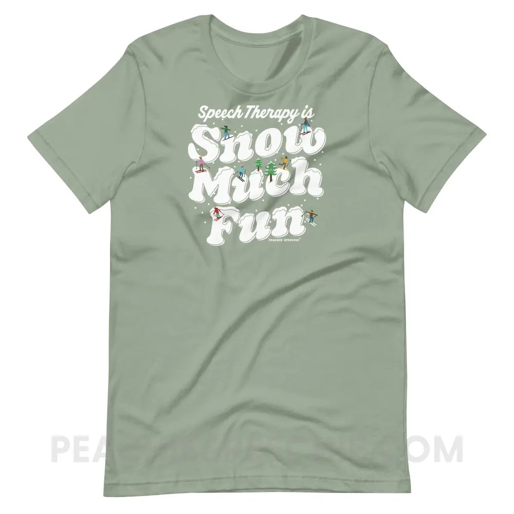 Speech Therapy is Snow Much Fun Premium Soft Tee - Sage / S - peachiespeechie.com