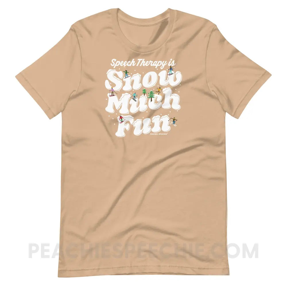 Speech Therapy is Snow Much Fun Premium Soft Tee - Tan / S - peachiespeechie.com