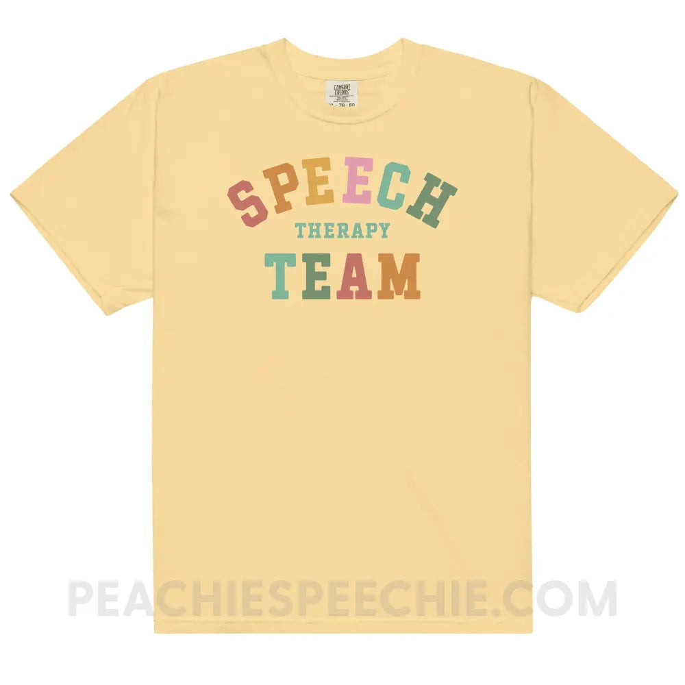 Speech Therapy Team Comfort Colors Tee - Butter / S - peachiespeechie.com