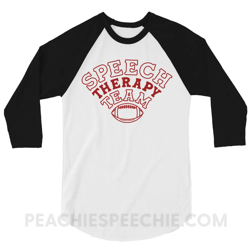 Speech Therapy Team Football Baseball Tee - White/Black / XS peachiespeechie.com